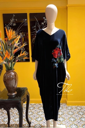 Đầm xòe lưới thêu hoa màu đen cao cấp  Đầm ren đẹp